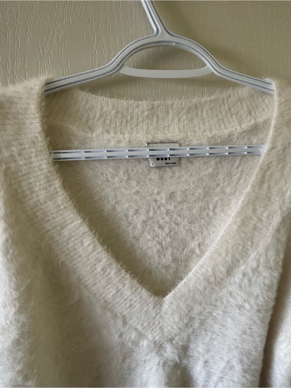 Soft V-Neck Hush Knit Sweater in Cream